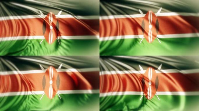 肯尼亚国家旗帜挥舞循环背景股票视频:肯尼亚旗帜股票mp4视频-肯尼亚旗帜挥舞水平股票视频