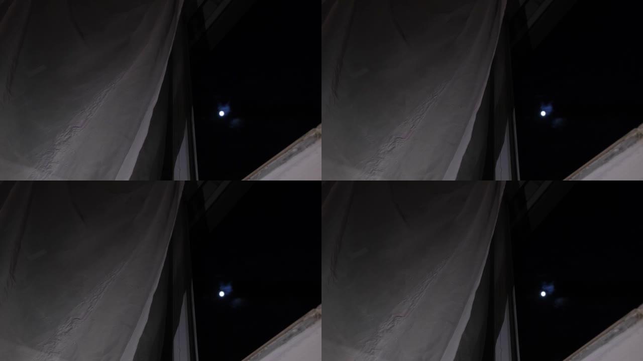 4k视频。低角度满月观，满月前云流。