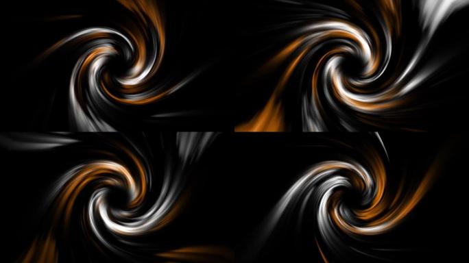 催眠虫洞黑洞橙色白色漩涡旋转漩涡动画。彩色通量隧道灯。未来主义抽象背景。光速、时空串。无缝螺旋。发光