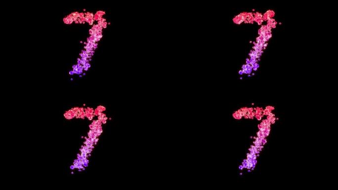 花式红色和紫色时尚钻石字母-7号，孤立循环视频