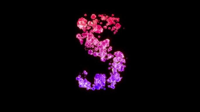 花式红色和紫色时尚宝石字体-字母S，孤立循环视频