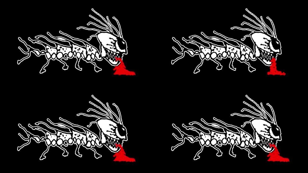 可怕的怪物昆虫绘画动画