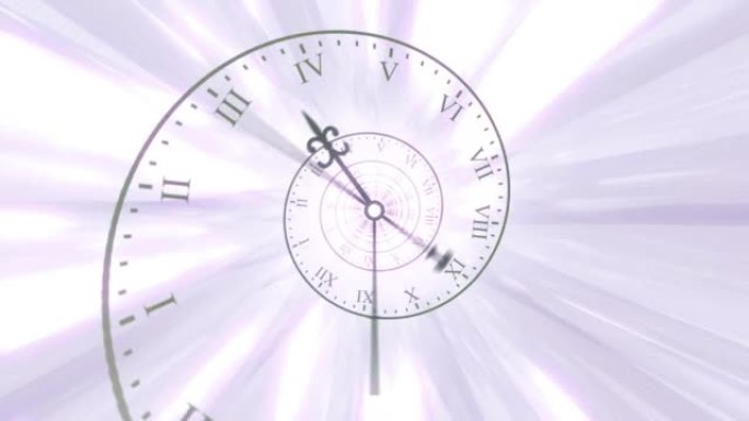 浅紫色时间螺旋循环时钟动画