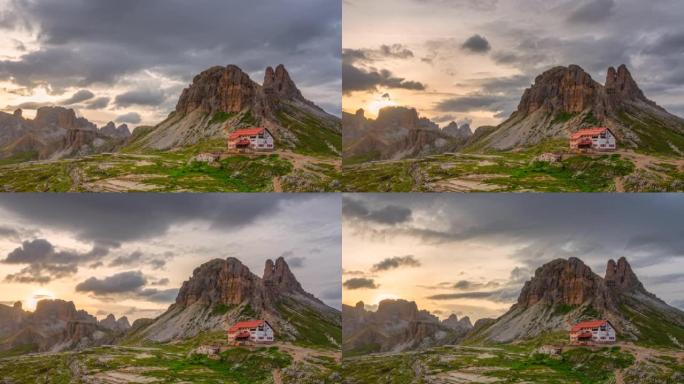 从多比亚科附近的兰德罗山谷 (Valle di Landro) 可以看到，在Tre Cime di 