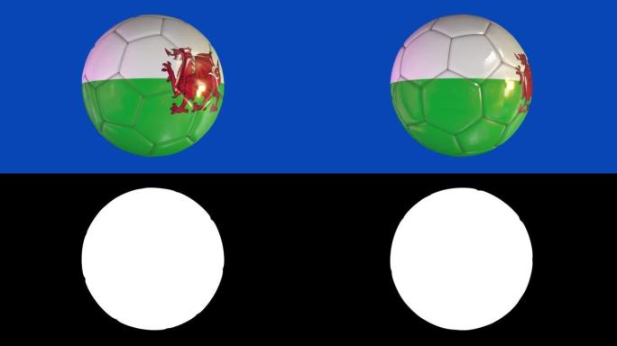 威尔士国旗足球。色度键和哑光。循环股票视频