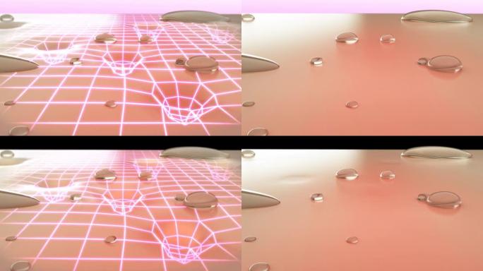 3D动画特写球霜血清胶原蛋白修复效果皮肤去污。深层清洁皮肤。皮肤毛孔。痤疮清洁。皮肤毛孔清洁