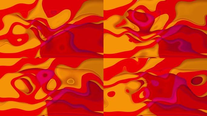 抽象渐变红黄七彩流畅液体动画4k背景