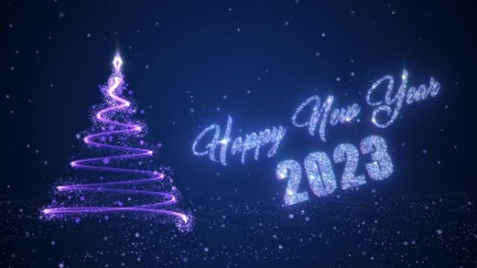 新年快乐的圣诞树祝2023年蓝色