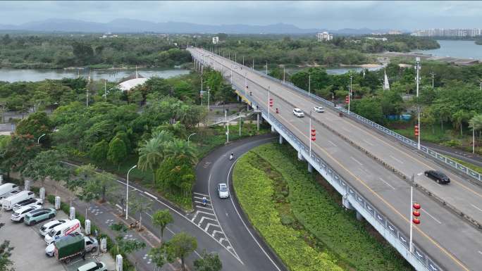 航拍海南琼海市城市全景面貌风光