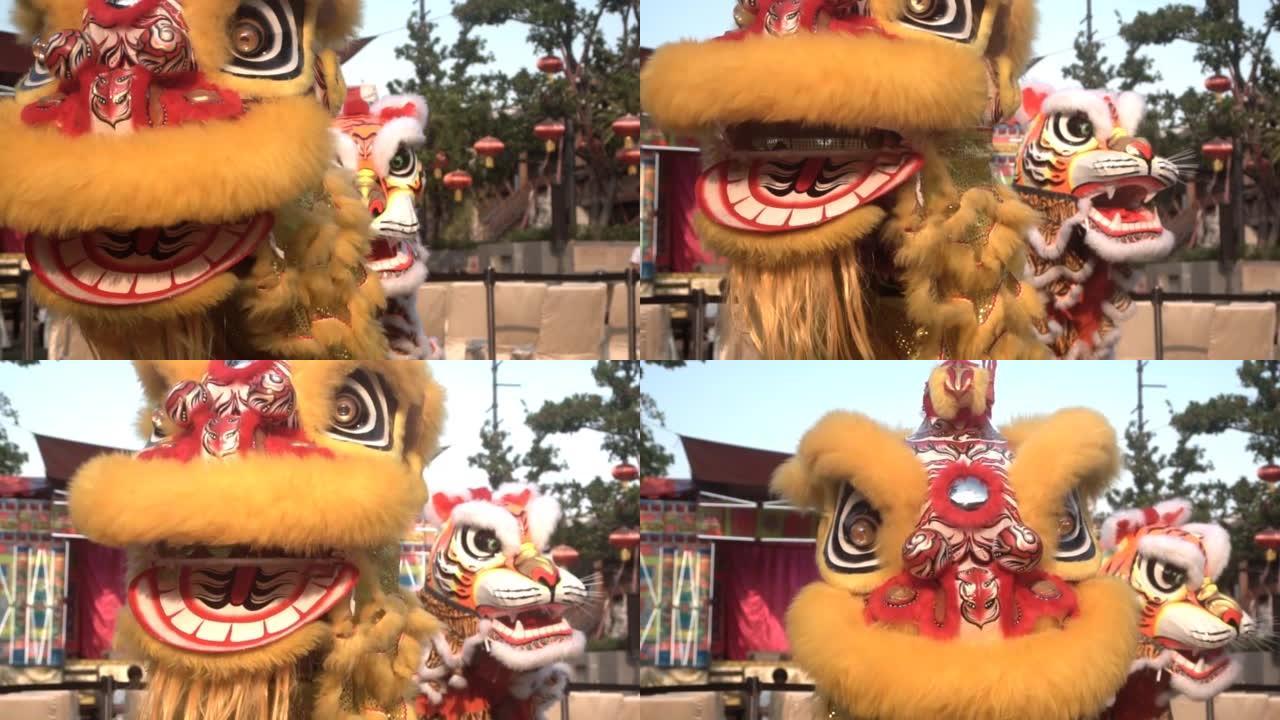 中国狮子表演，农历新年节。