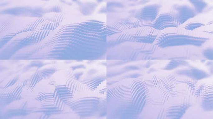 紫红色粒子波背景循环股票视频计算机生成了波浪布。纹理织物的3D渲染。现实背景股票视频