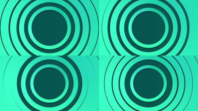抽象绿色圆圈，建筑未来建筑，3d运动设计，绿色圆圈抽象背景，抽象绿色圆圈波浪图案动画