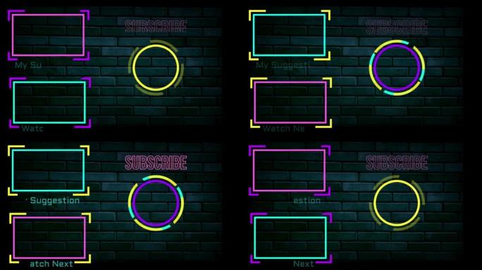 动画霓虹灯端屏幕版本2。视频模板设计。