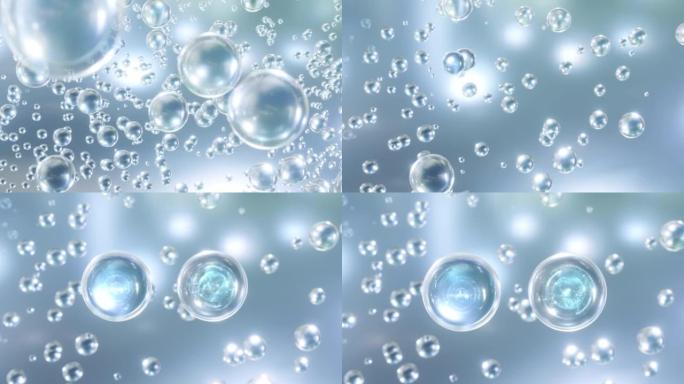 超慢动作华丽闪亮斑点或水滴保湿气泡设计为3D动画