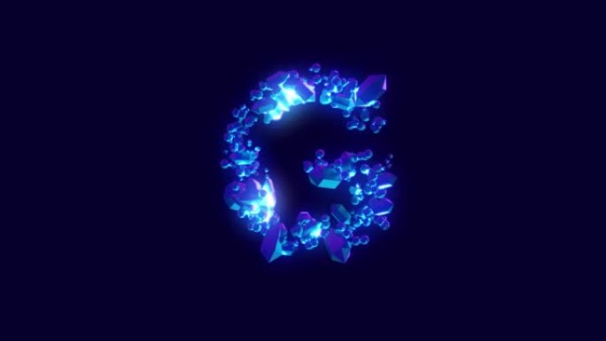 神奇的蓝色钻石或水晶字体-字母G，孤立循环视频