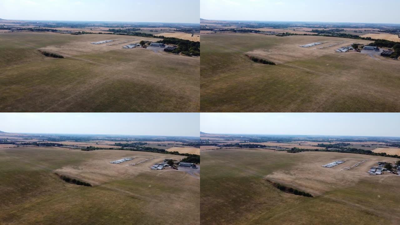 Glider's Airport in the field, High Angle Footage 