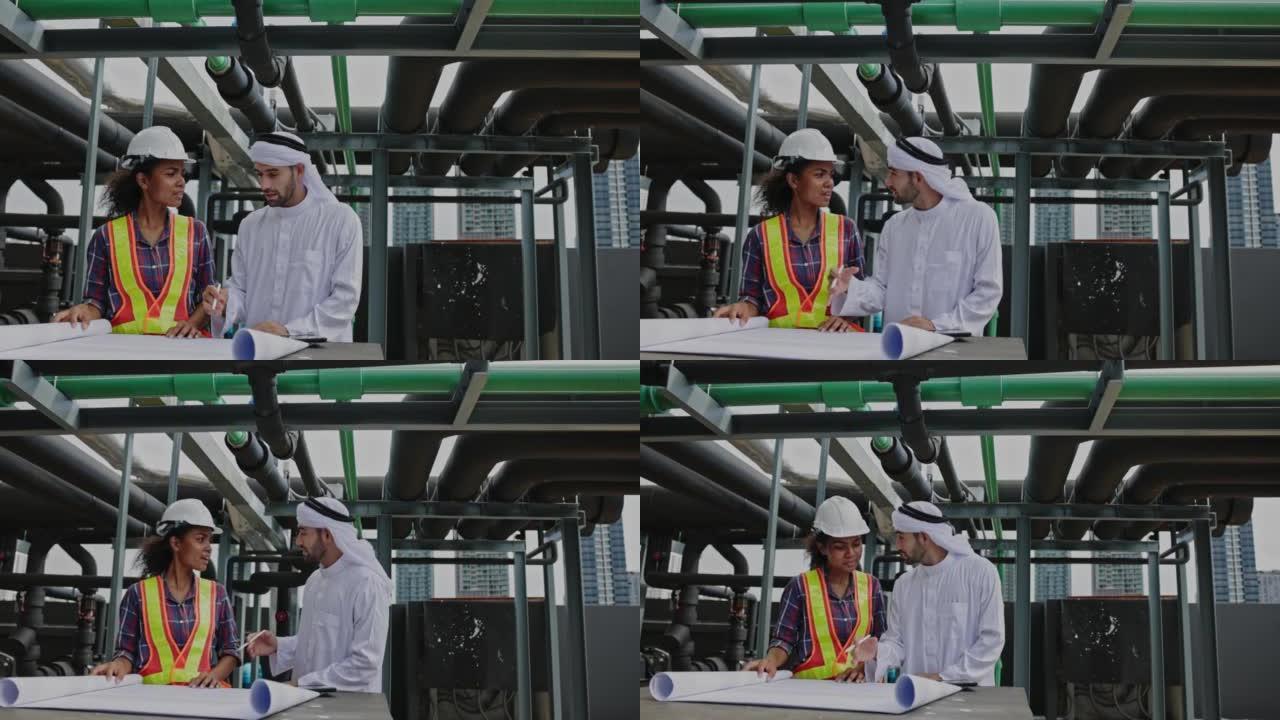 4k video footage of Arab male engineer consults wi