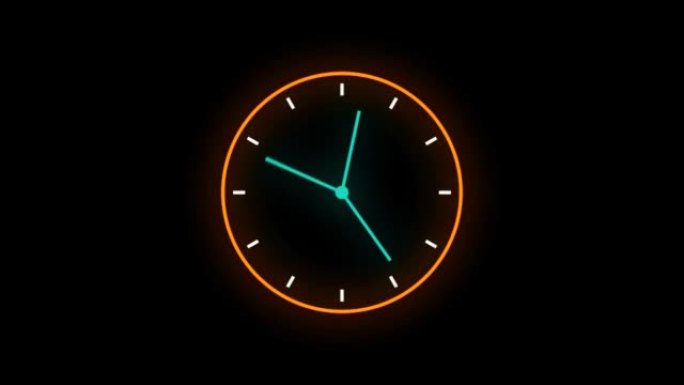 抽象橙色蓝色时钟，黑色背景上有移动箭头倒计时1小时