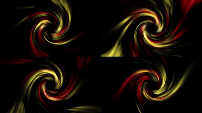 催眠虫洞黑洞红黄漩涡旋涡动画。彩色通量隧道灯。未来主义抽象背景。光速、时空串。无缝螺旋。发光螺旋圈漩