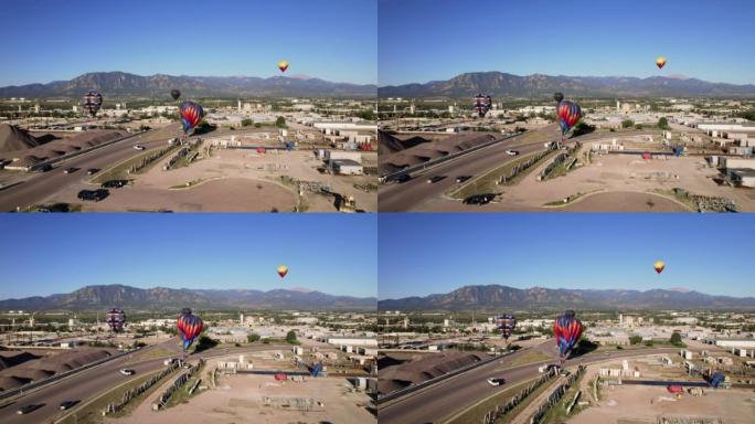 热气球紧急降落在科罗拉多斯普林斯4K公路上