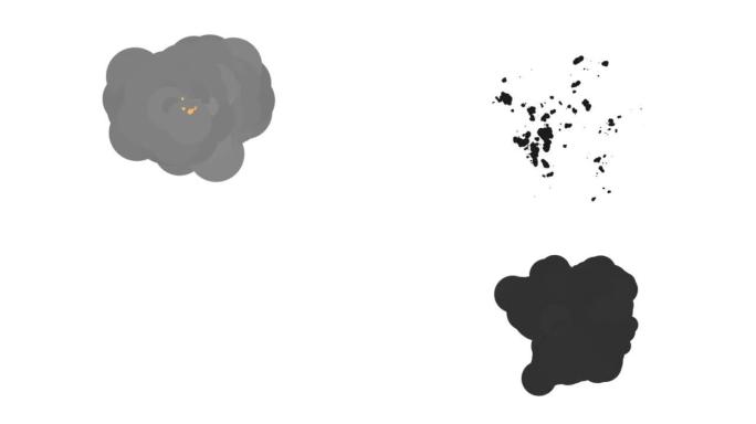 4K Hand Drawn Cartoon Smoke Explosion Animation, W