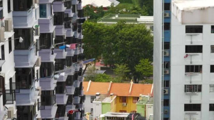 白天新加坡城市阳台前屋顶全景4k