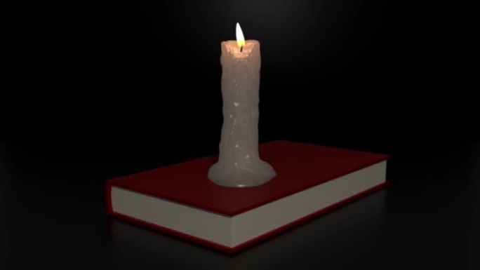 红皮书万圣节场景上的蜡烛在4k分辨率的黑色背景下