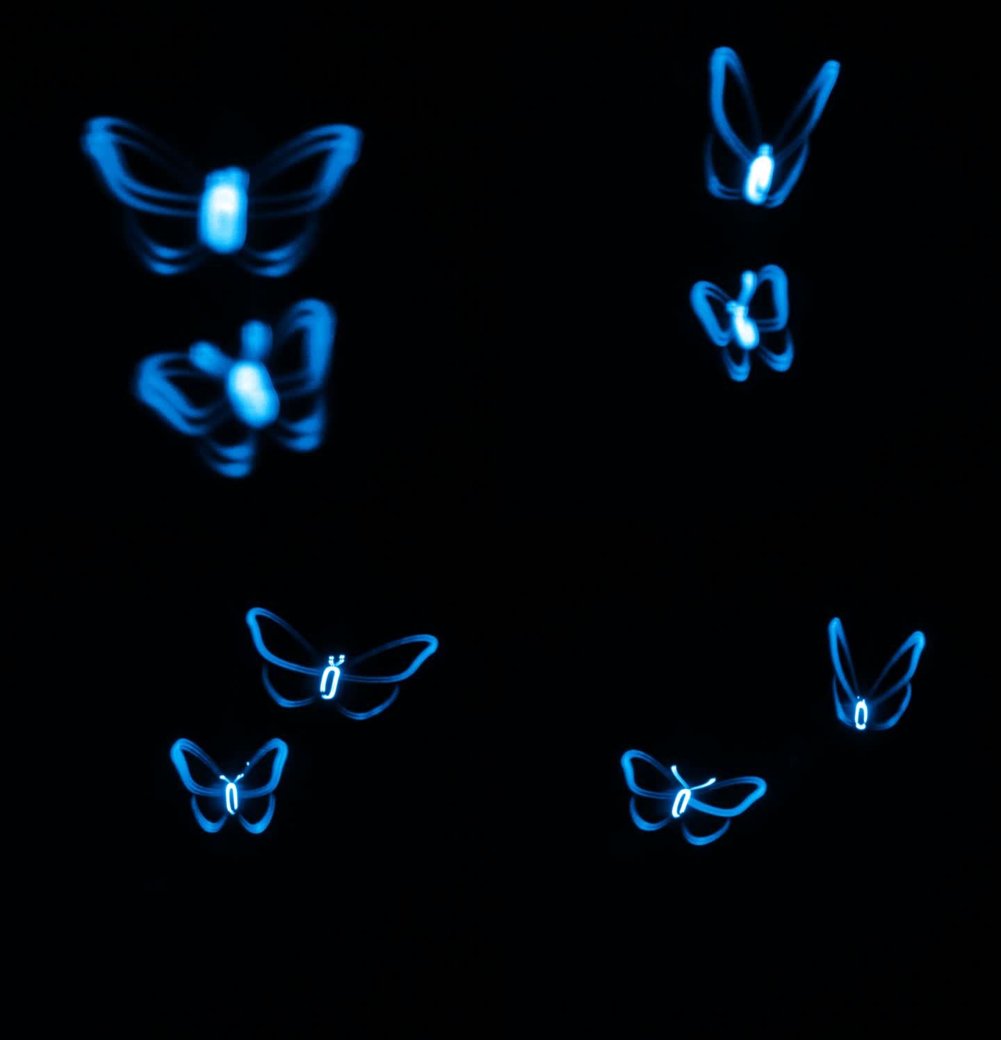 蓝色激光蝴蝶 投影秀 山体投影 激光图案