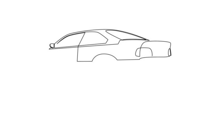 单线绘制运动型汽车的自画动画。4K。