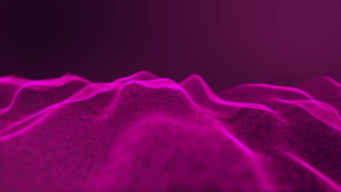 抽象暗底粉红波粒带光效数字技术连接创新理念