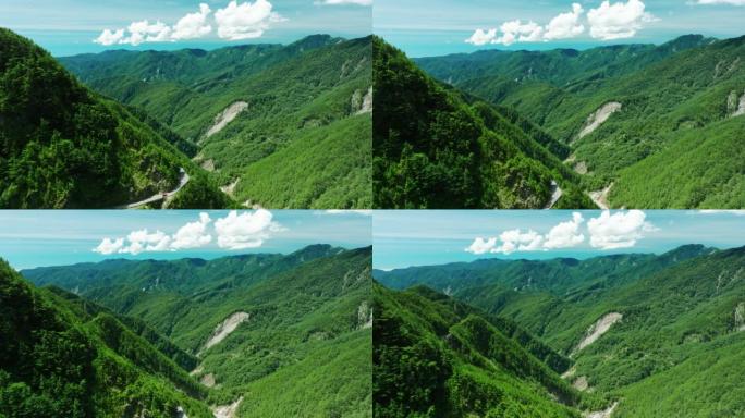 台湾山路和南跨岛公路的鸟瞰图。
