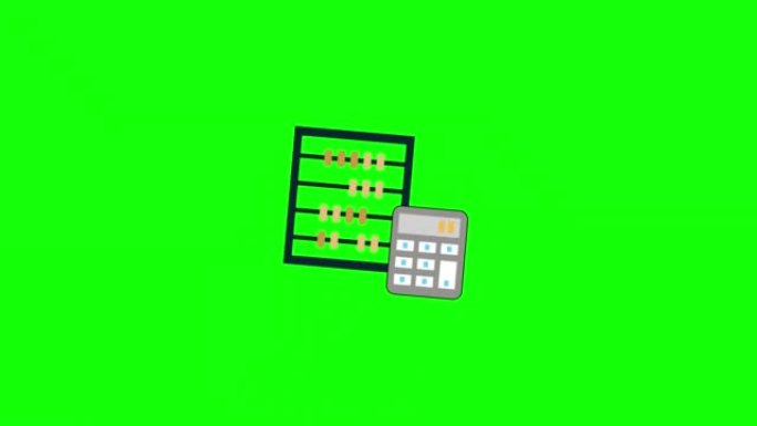 算盘计数器和计算器图标概念动画视频，透明背景。