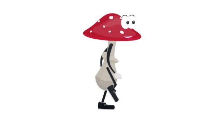 飞阿甘。蘑菇卡通人物的动画。卡通