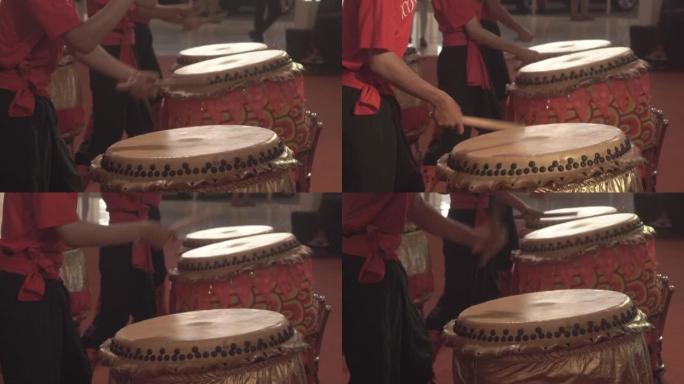 中国传统鼓演奏，特写