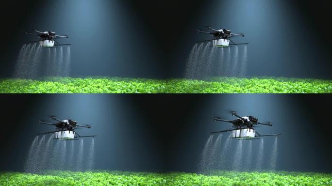 无人机正在菜地上飞肥，农业技术。