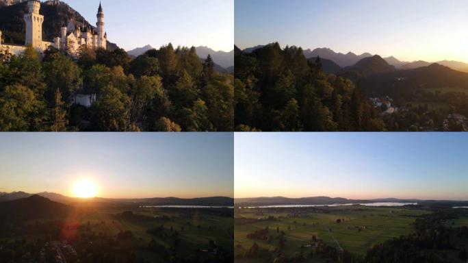 日落时巴伐利亚的风景