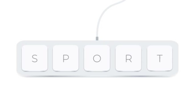 白色背景上用电脑按钮书写的运动词