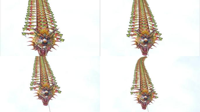 空中放风筝，造型五颜六色的龙