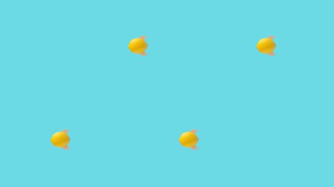 Minimalist food concept with animated flying lemon