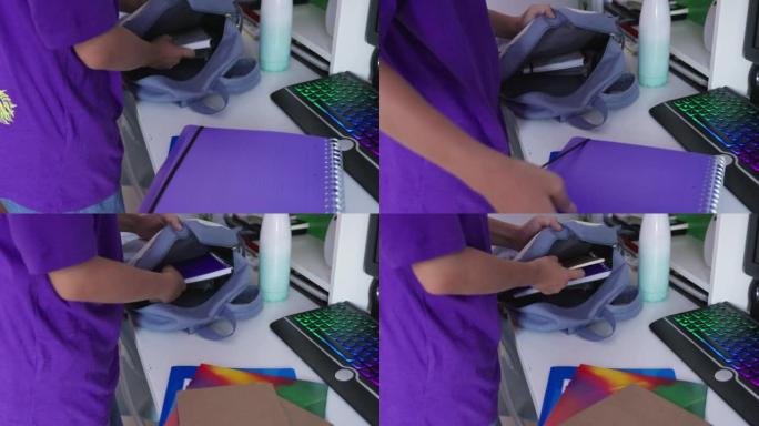 年轻少女包装学校用品