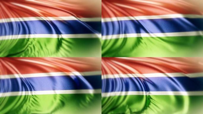 冈比亚国家旗帜挥舞循环背景股票视频:冈比亚旗帜股票mp4视频-冈比亚旗帜挥舞水平股票视频