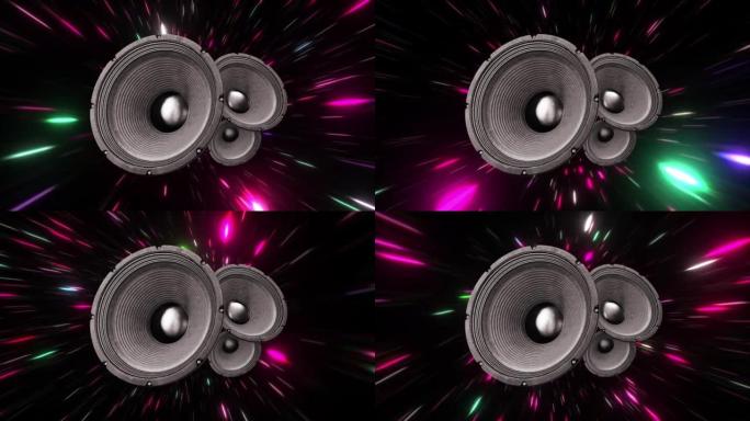 背景彩色隧道动画扬声器制作响亮的声音音乐循环-斯托克视频