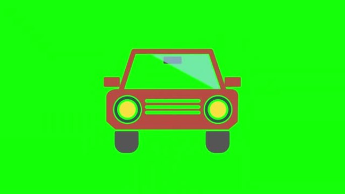 汽车图标动画。带有alpha通道的车辆循环动画，绿色屏幕。