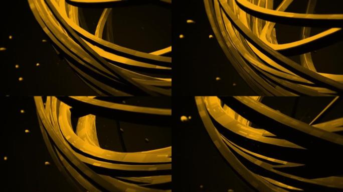 金色橙色技术抽象时尚现代插图3d渲染背景。生锈的皮疹铁几何形状。股票视频...