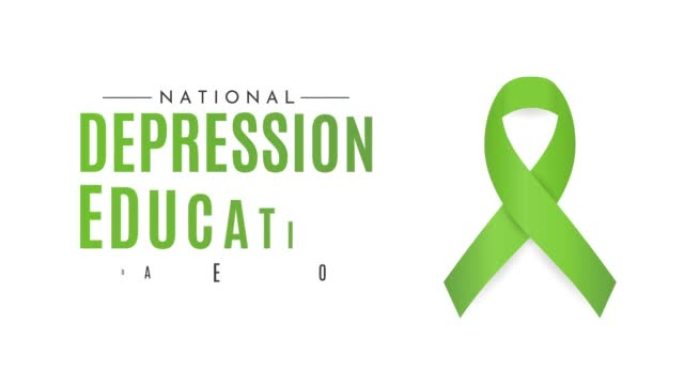 全国抑郁症教育和意识月卡，10月。4k动画