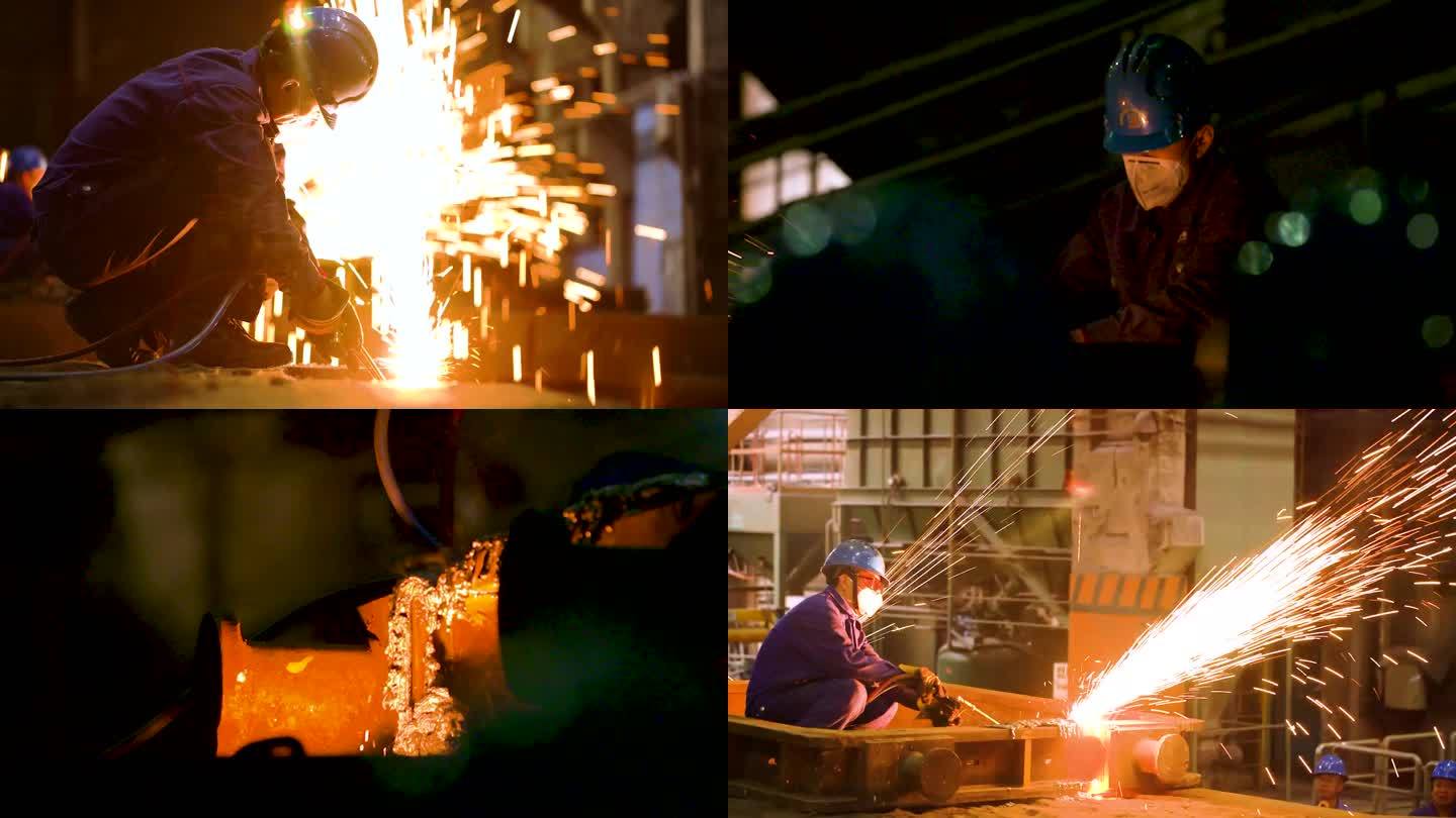 工厂工人 火花 电焊