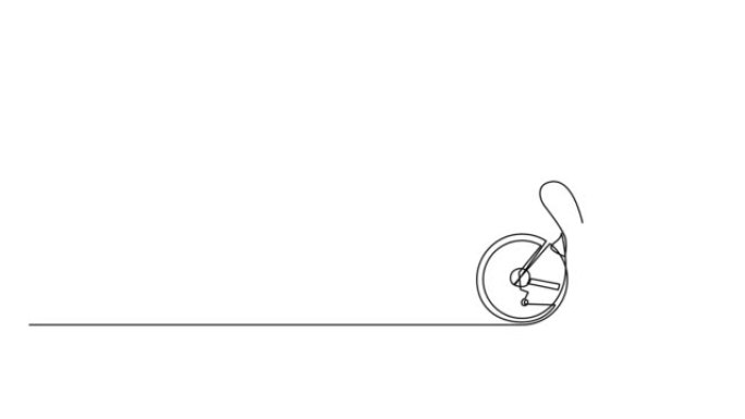 自行车骑手连续画线的自画动画。