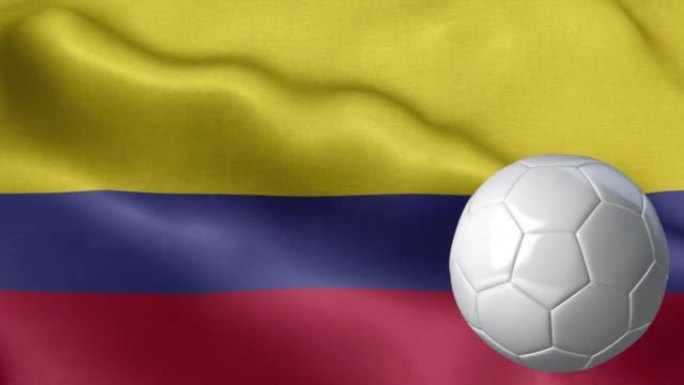 哥伦比亚国旗和足球-哥伦比亚国旗高细节-国旗哥伦比亚波浪图案可循环元素-足球和旗帜