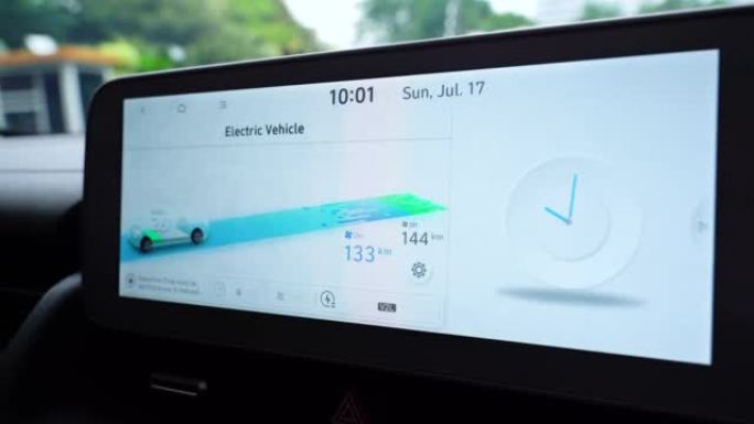电动汽车仪表板中GPS导航的特写