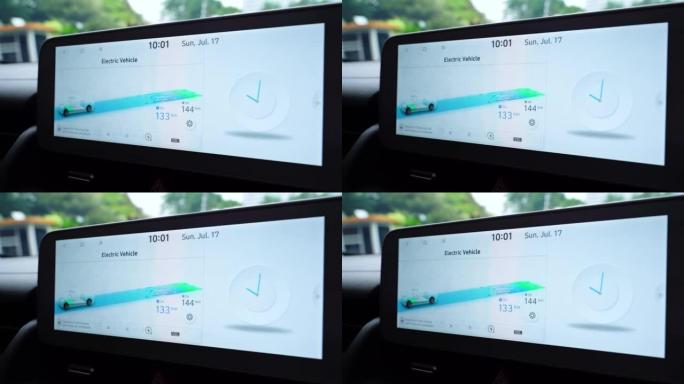 电动汽车仪表板中GPS导航的特写
